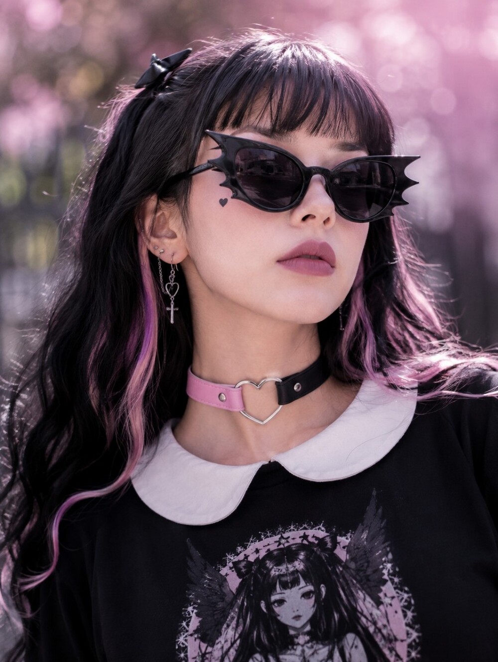 NEW Black Cat Eye Sunglasses With Bat Accents
